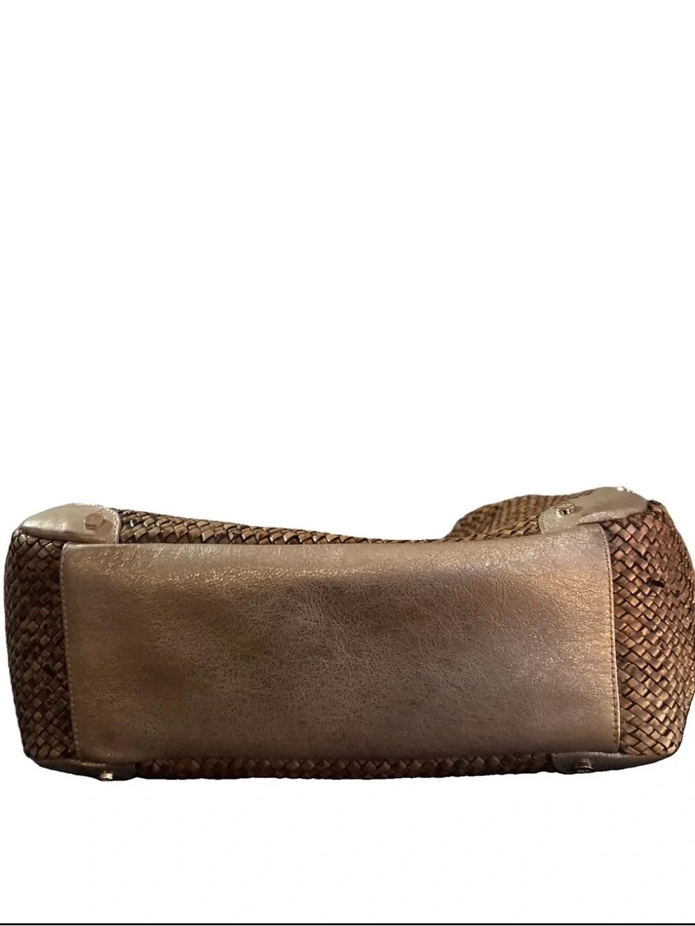 Elaine Turner Woven Tote Handbag in Brown Gold Accents  - Women Bags Medium